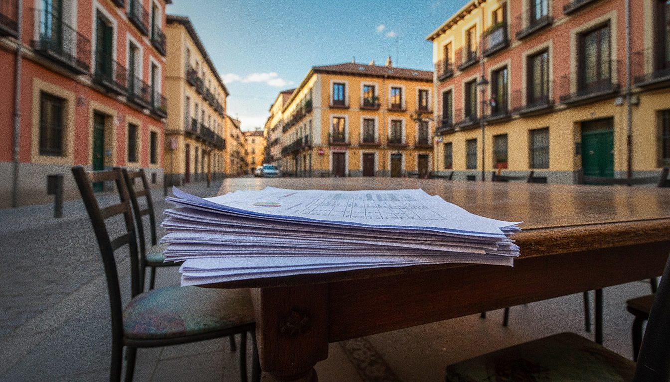 Un informe de cuentas comunitario impreso sobre una mesa de reunión vecinal